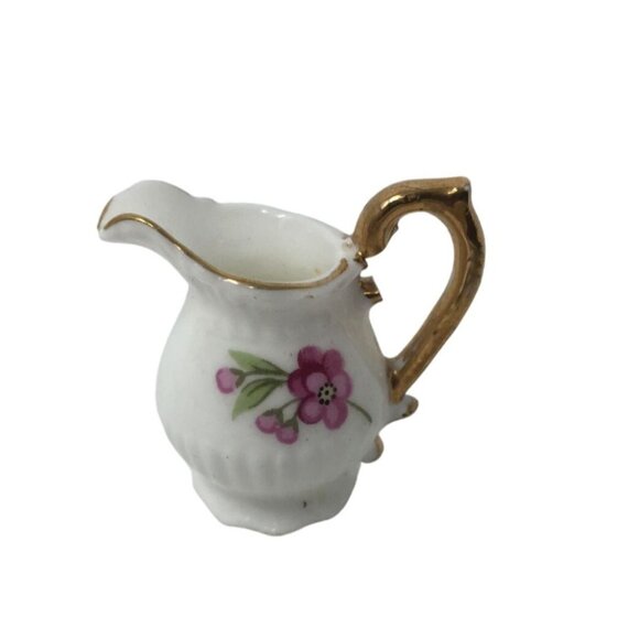 Vintage Miniature Fine Bone China Porcelain Tea Set- Tea Pot, Pitcher, Plate - Picture 12 of 16